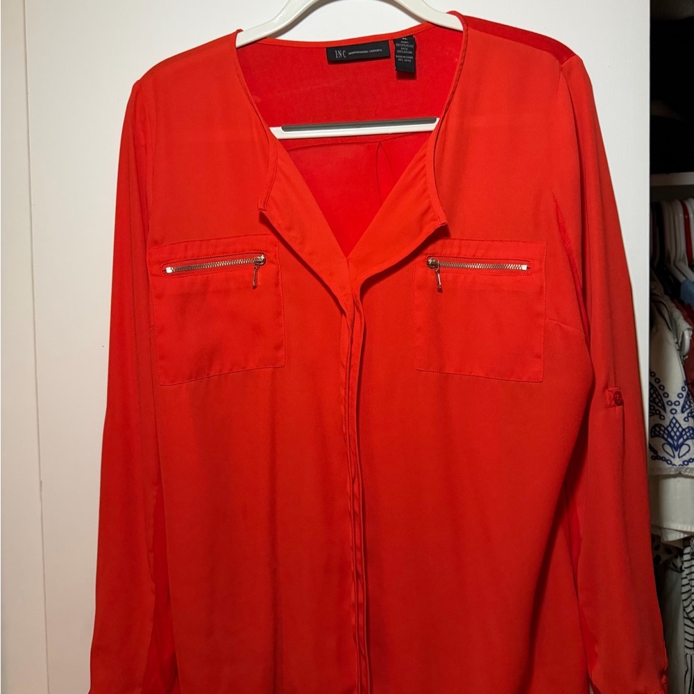 INC International Concepts Vibrant Red Blouse